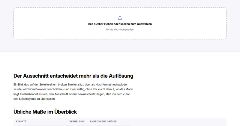Bildschirmfoto des Werkzeugs „Bilder zuschneiden“
