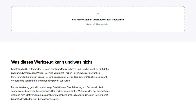 Bildschirmfoto des Werkzeugs „Hintergrund entfernen“
